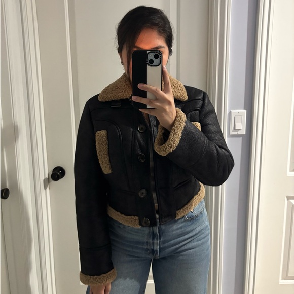 French Connection Jackets & Blazers - French Connection Faux Shearling Cropped Aviator Jacket US 8